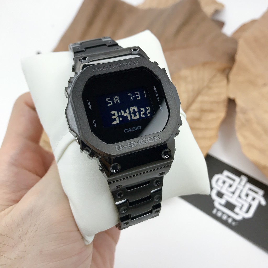 Đồng hồ nam Casio G-SHOCK DW-5600 / DW-5600BB-1 custom dây vỏ thép kèm dụng cụ thay, hàng chính hãng