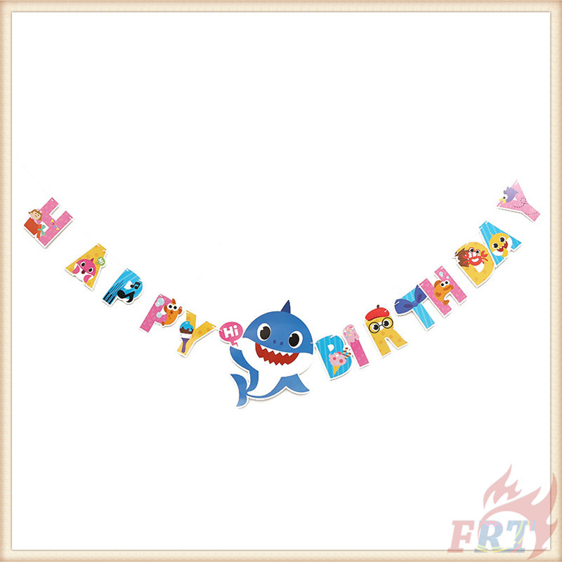 Bộ banner 14 món trang trí tiệc sinh nhật dòng Baby Shark 01 xinh xắn cho bé
