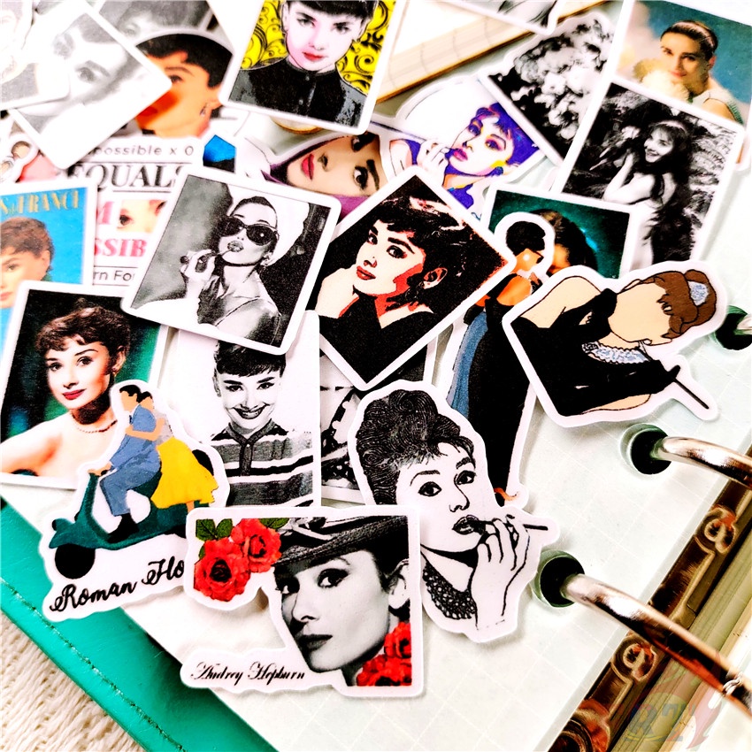 ★★★ Audrey Hepburn Q-4 Retro Beauty Mini Diary Manual Stickers ★★★ 50pcs/set DIY Fashion Album Decor Stickers（Size：2~3cm）