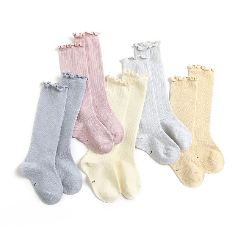 Vớ cotton Dài Qua Gối Phối Ren Màu Sắc Xinh Xắn Cho Bé Gái