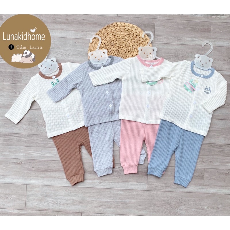 Bộ nỉ dài tay sơ sinh mềm ấm Little Love LIL