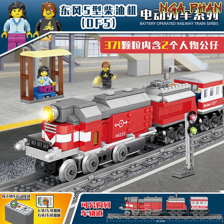 Đoàn Tàu Đỏ 371 Chi Tiết Chạy Pin Cực Đẹp City Đồ Chơi Xếp Hình Lắp Ráp Lego Kazi MOC DIY