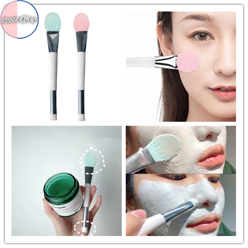[Hàng mới về] Cọ đắp mặt nạ hai đầu bằng silicon mềm mại chăm sóc da làm đẹp tiện dụng cho nữ