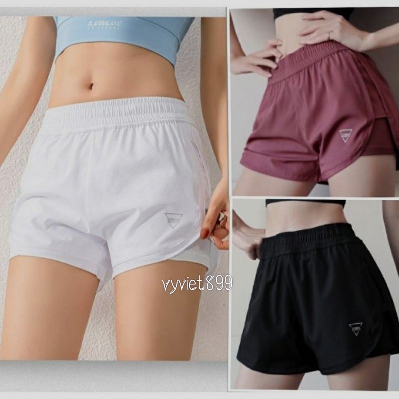 [Mã 44FASHIONSALE1 giảm 10K đơn 50K] Quần đùi thể thao tập gym yoga nữ cạp cao ( 2 lớp siêu xinh)