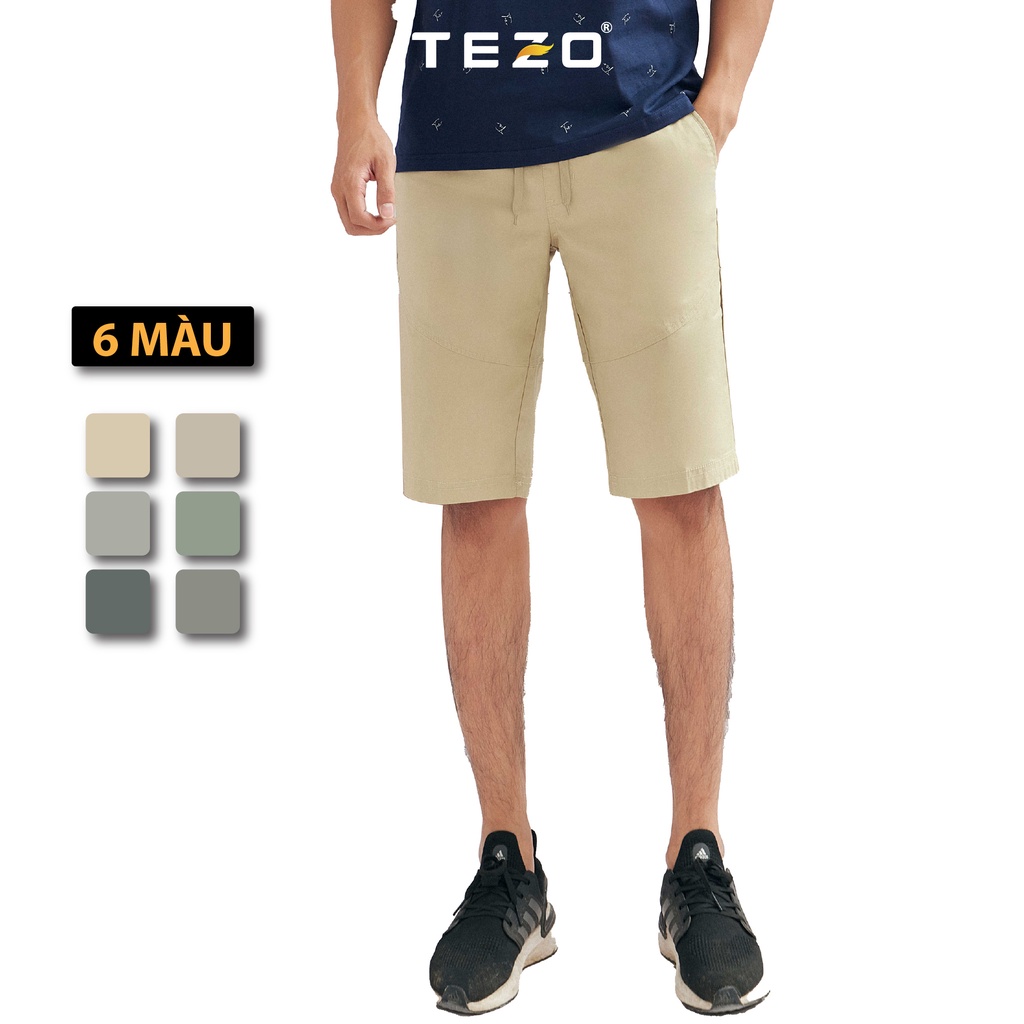 Quần short nam kaki chun cạp dây luồn Tezo thoải mái năng động 2202QNKB06