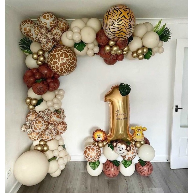 Bóng tròn 4D hoạ tiết chủ đề safari thú rừng size 22&quot; 40cm