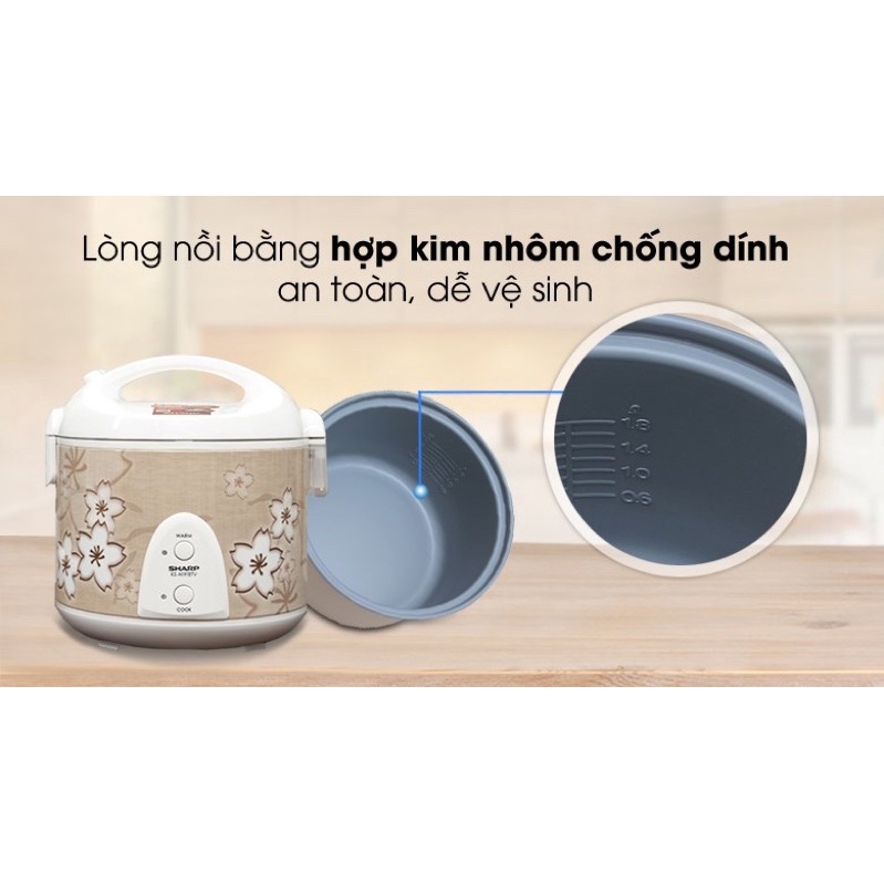 Nồi cơm điện Sharp 1.8 lít KS-N191ETV hàng trưng bầy % bảo hành chính hãng 12T