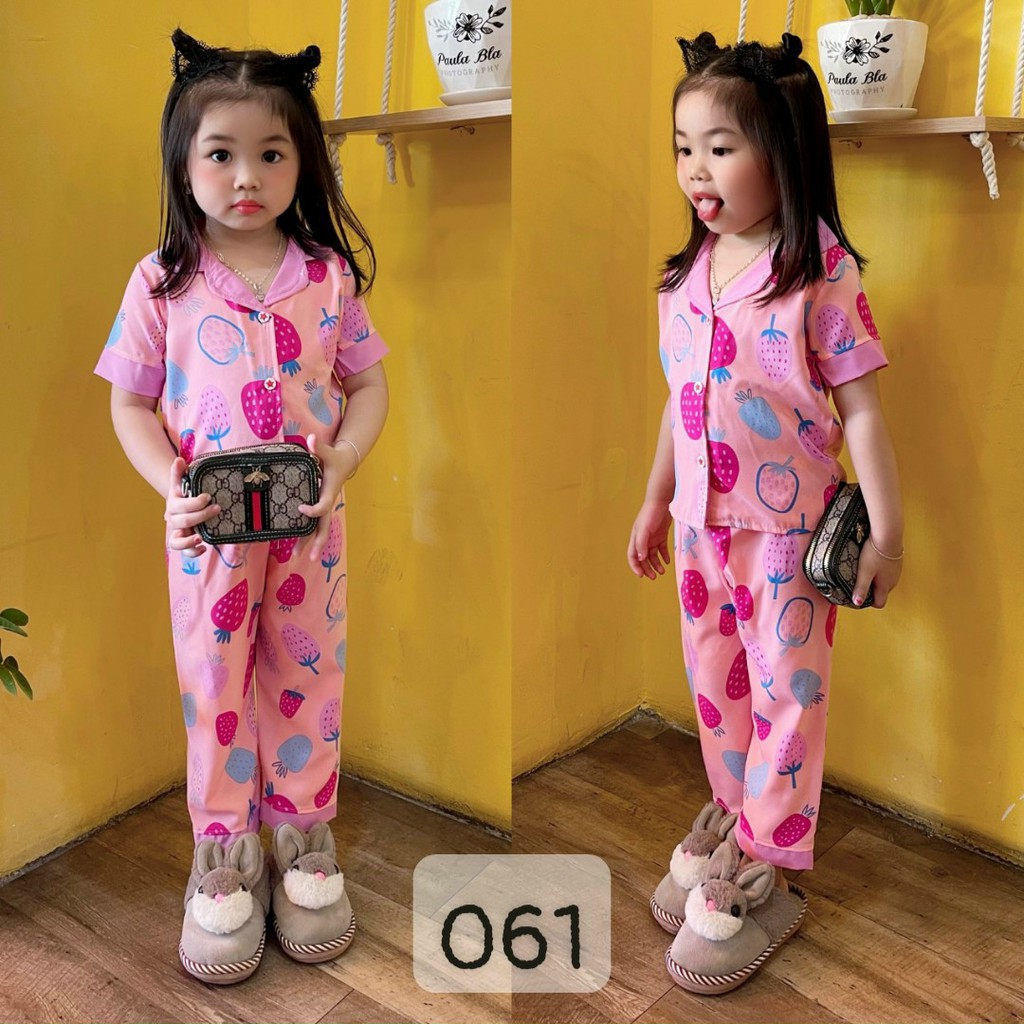 Bộ pijama tay ngắn quần dài bé gái chất kate lụa mát