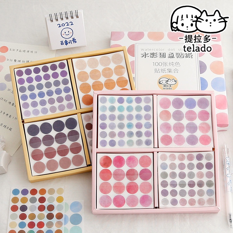 Hộp 100 miếng dán chấm bi hình thỏ dễ thương trang trí DIY