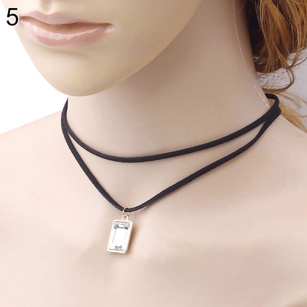 Vòng cổ choker vải nhung hai lớp màu đen