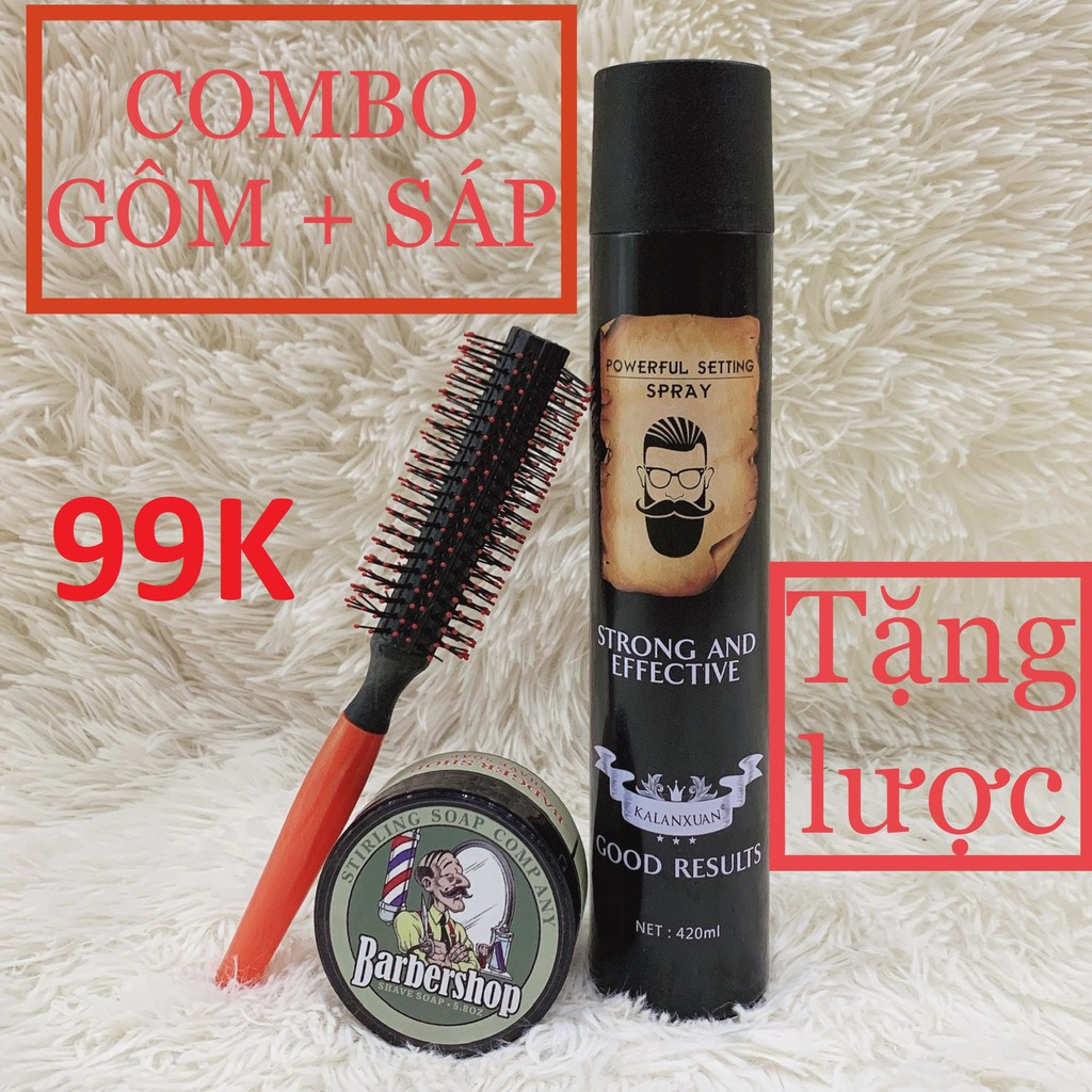 Combo gôm xịt tóc 420ml + sáp vuốt tóc ( TẶNG LƯỢC )