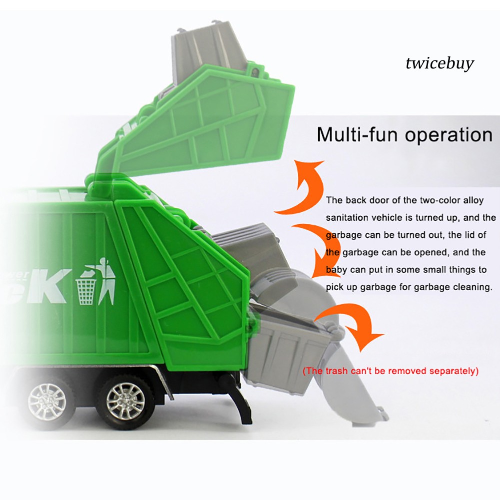 Mô hình xe chở rác có thùng rác mini tỉ lệ 1/48 cho trẻ vui chơi