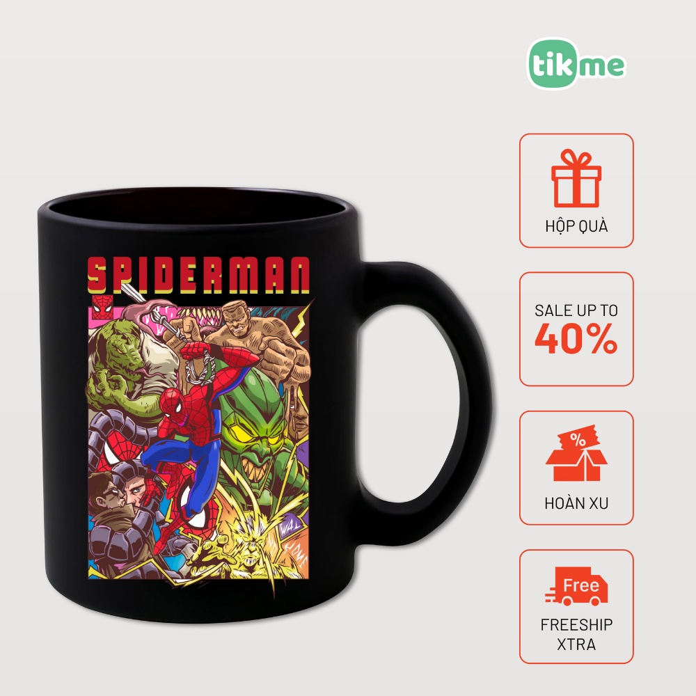 Cốc sứ tráng men cao cấp 300ml hình Người Nhện không còn nhà Spider Man