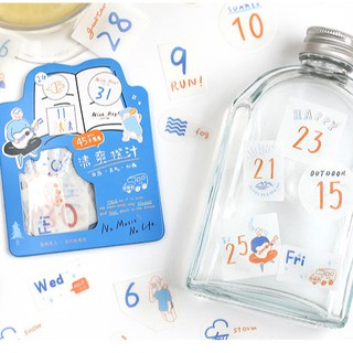 Gói Sticker dán Số ngày trang trí 45 miếng/set