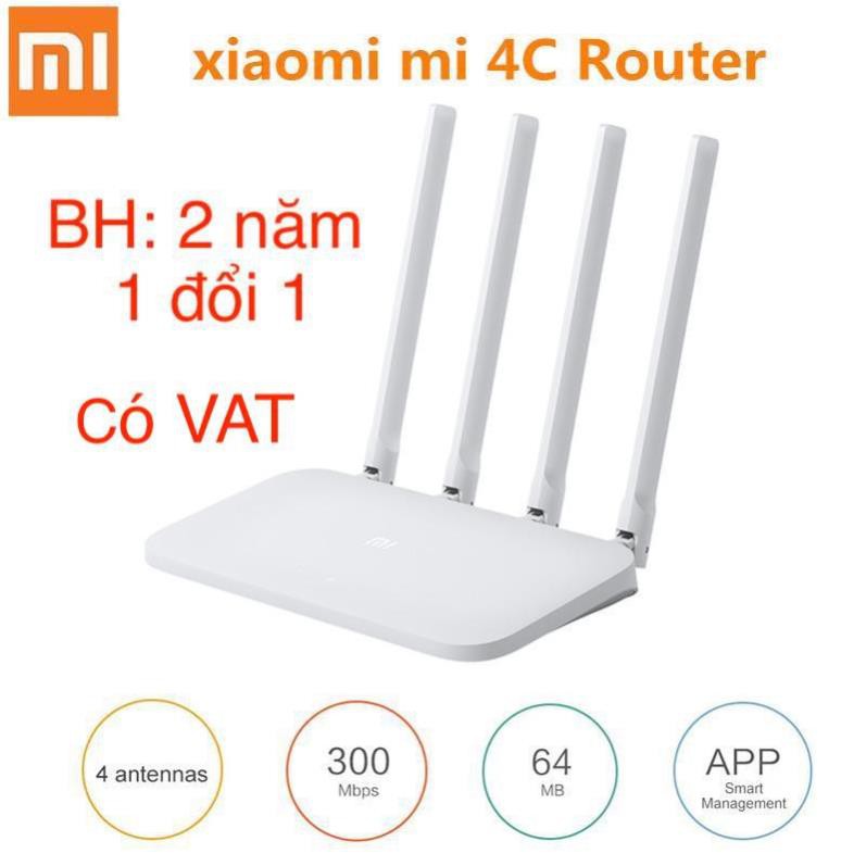 Xiaomi N 300Mbps Bộ Phát Wifi R4CM - Mi Router 4C - Quốc Tế Tiếng Anh 4 Anten rời - Hàng Chính Hãng--BH 2 năm 1 đổi 1