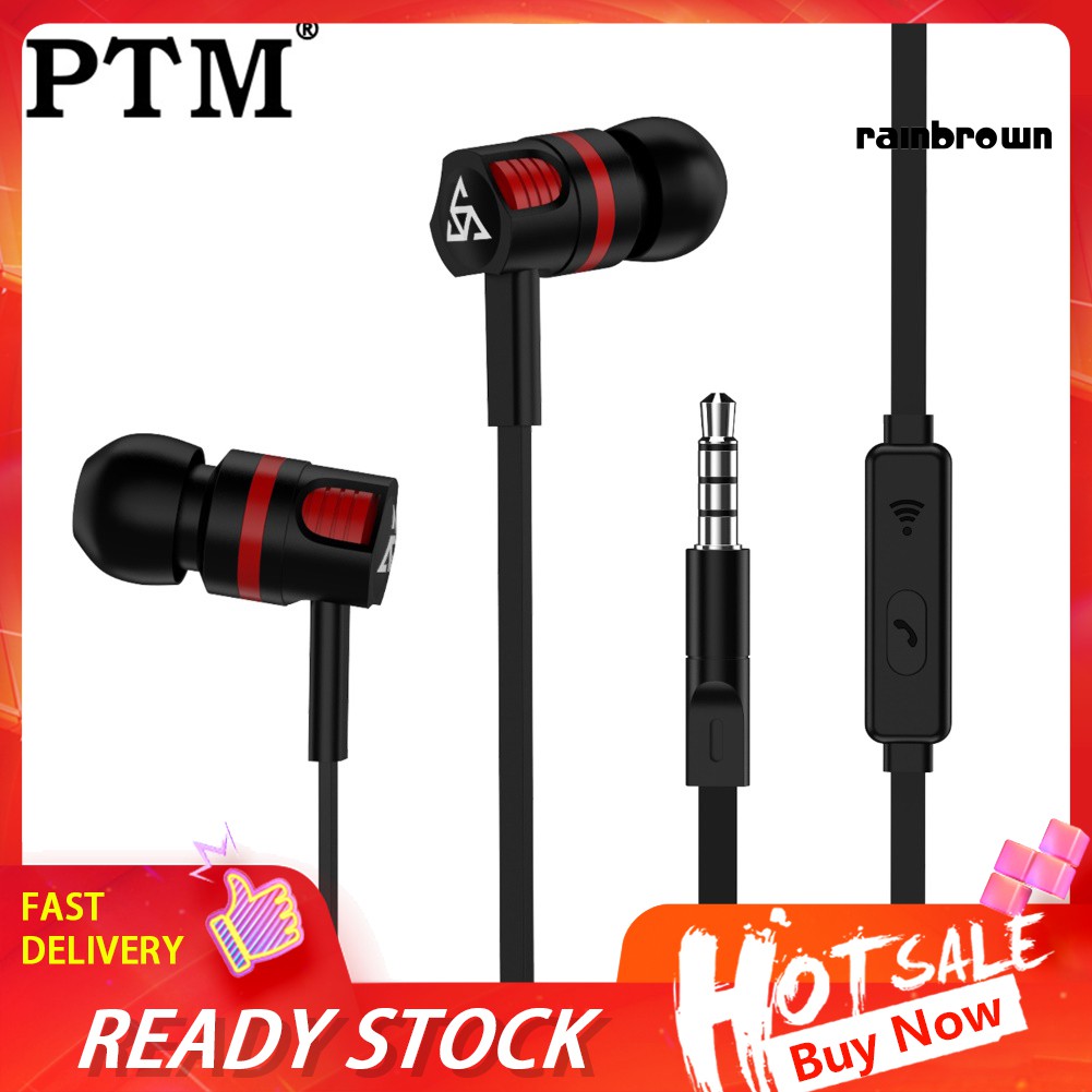 Set 2 Tai Nghe Nhét Tai Ptm T2 Jack 3.5mm Có Micro Tiện Dụng