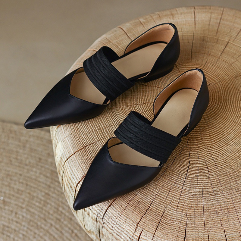 Giày búp bê IELGY mũi nhọn phong cách retro Pháp cho nữ