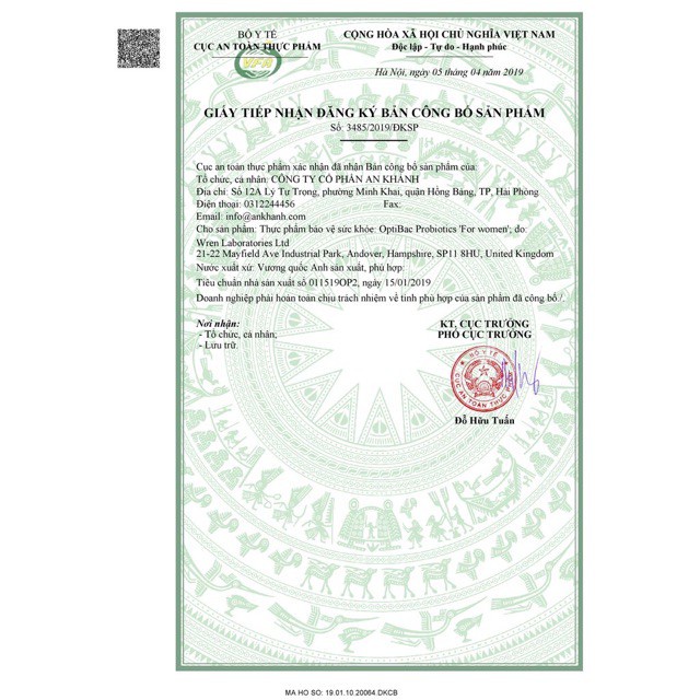 Men vi sinh Optibac tím  Giảm viên phụ khoa cho phụ nữ, dùng được cho mẹ bầu