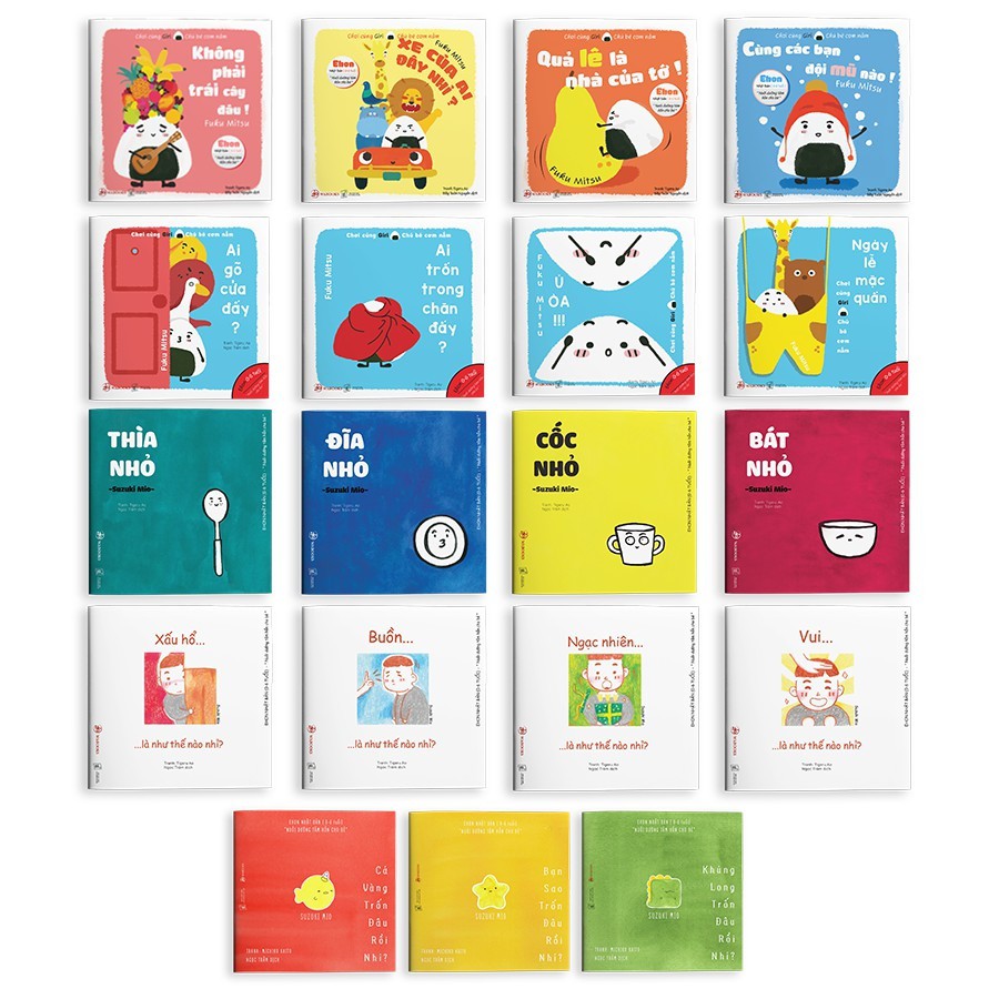Sách Ehon Nhật Bản - Combo 19 cuốn Đồ vật, Cảm xúc, Đi đâu thế, Giri cơm nắm - dành cho bé từ 0-6 tuổi