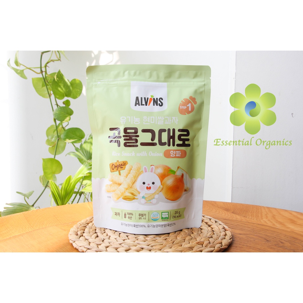 Bánh ăn dặm cho bé gạo lứt hữu cơ dạng que ALVINS 25g cho bé từ 6 tháng tuổi - Hàn Quốc