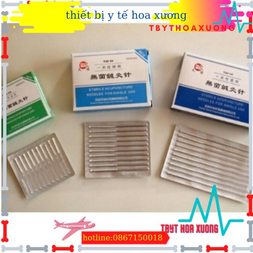 Kim Châm Cứu Hải Nam Các Số Tiệt Trùng Đóng Vỉ Hộp 100 Kim - Kim Châm Cứu Hải Nam