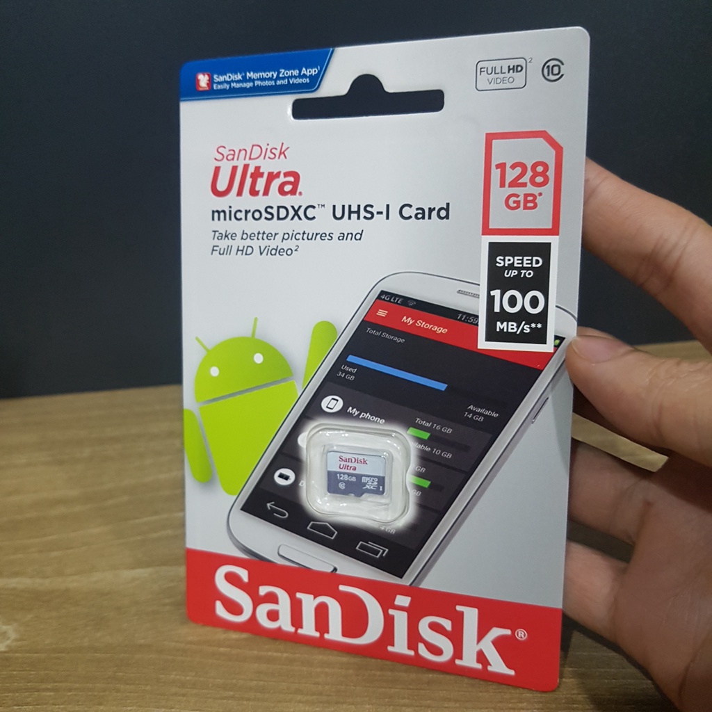 Thẻ nhớ SanDisk Ultra Class 10 128GB 100MB/s - Dùng cho camera, máy ảnh, điện thoại - Hàng chính hãng