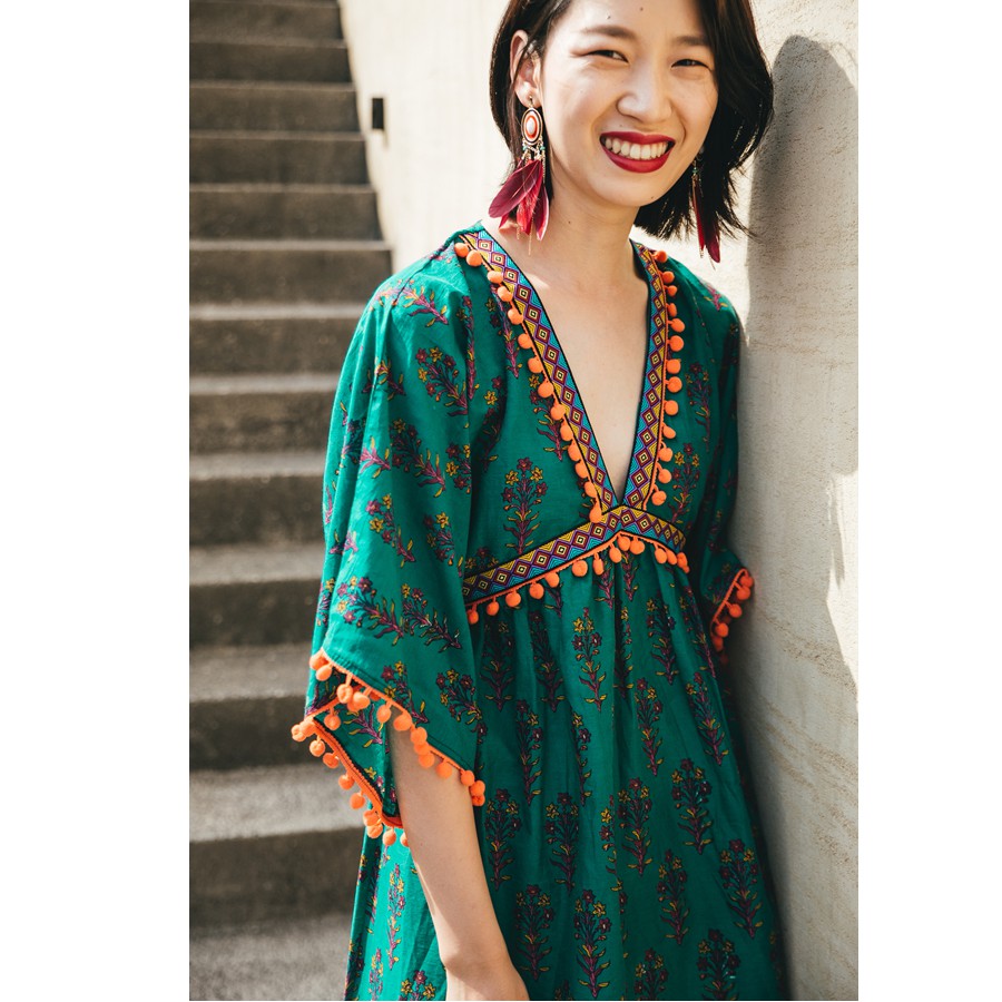 [Kèm feedback] Đầm vintage cổ V cánh dơi Asago
