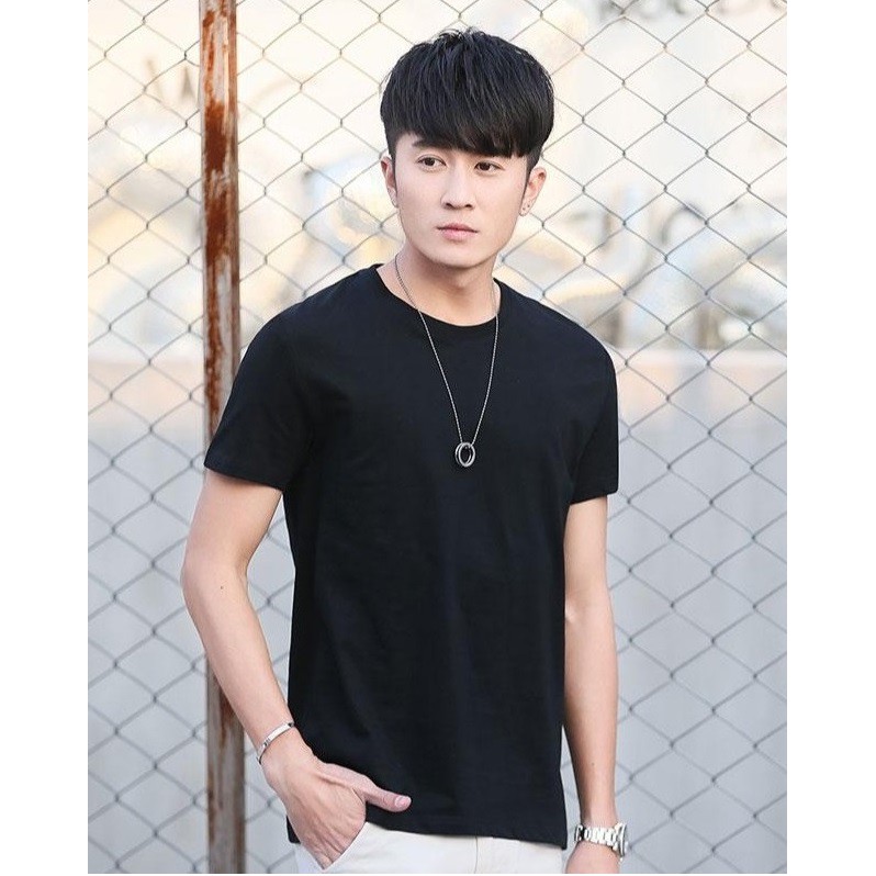 ÁO THUN TRƠN CỔ TRÒN MÀU ĐEN TAY NGẮN NAM NỮ ( CÓ CẢ SIZE EM BÉ ) S4YY14