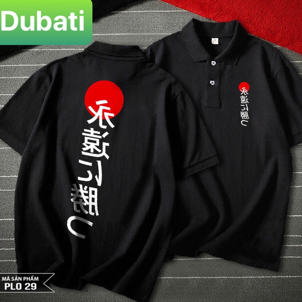 ÁO THUN, ÁO PHÔNG, ÁO THUN POLO CỔ TRỤ NAM IN CHỮ NHẬT MÀU ĐEN TAY NGẮN CÓ CỔ BẺ VẢI ĐẸP MỊN - DUBAT Xịn