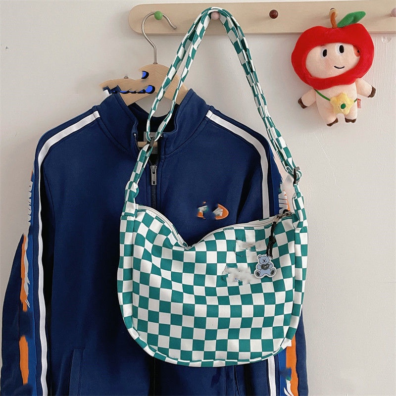 Túi Đeo Chéo Họa Tiết Sọc Caro Phong Cách Vintage Thời Trang Cho Nữ