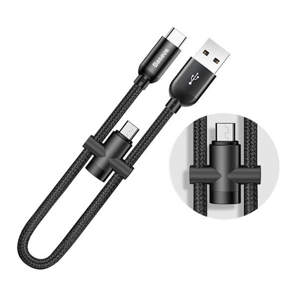 Cáp Sạc Nhanh Baseus U-Shaped Portable Dây Ngắn 23cm Cổng Type C Có Tích Hợp Thêm Cổng Lightning/Hoặc Micro USB