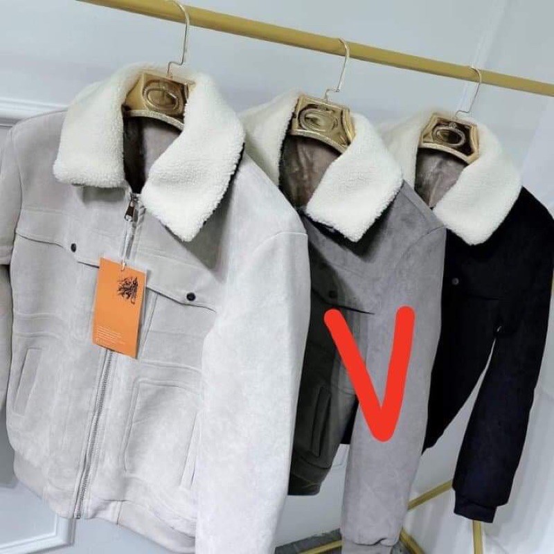 áo da lộn lót lông cổ lông