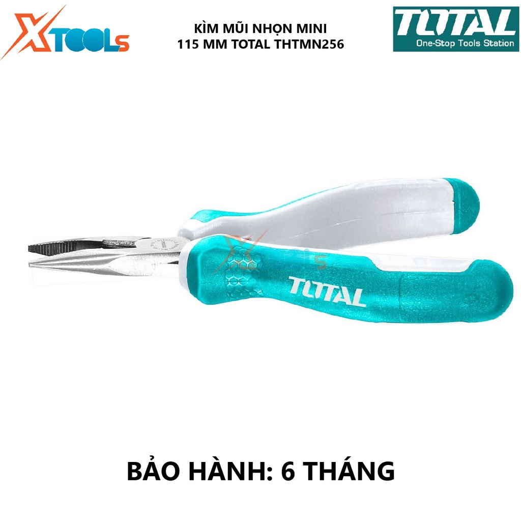 Kìm mũi nhọn mini TOTAL THTMN256 | Kềm mũi nhọn Kích thước 4,5 &quot;/ 115mm, Đầu kềm được đánh bóng và chống gỉ, Tay cầm hai