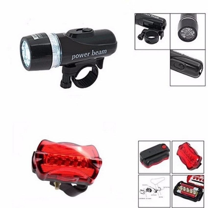 Bộ Đèn Pin Gắn Xe Đạp Power Beam Và Đèn Chiếu Hậu 5 LED WJ-101 206211 [SKM] | BigBuy360 - bigbuy360.vn