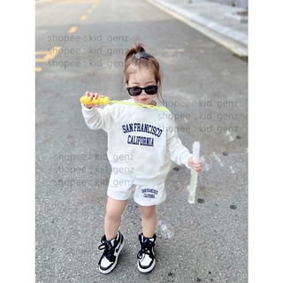 Set áo nỉ quần short Sanfansisco cho bé trai và bé gái (8-30kg) , bộ quần đùi áo nỉ dài tay trẻ em unisex , TABA KIDS