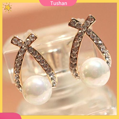 Đôi bông tai đính ngọc trai nhân tạo thời trang cho nữ