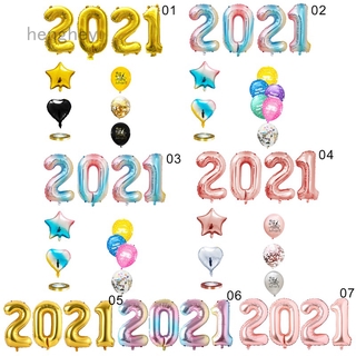 Bộ Bong Bóng Trang Trí Năm Mới 2021 Màu Gradient