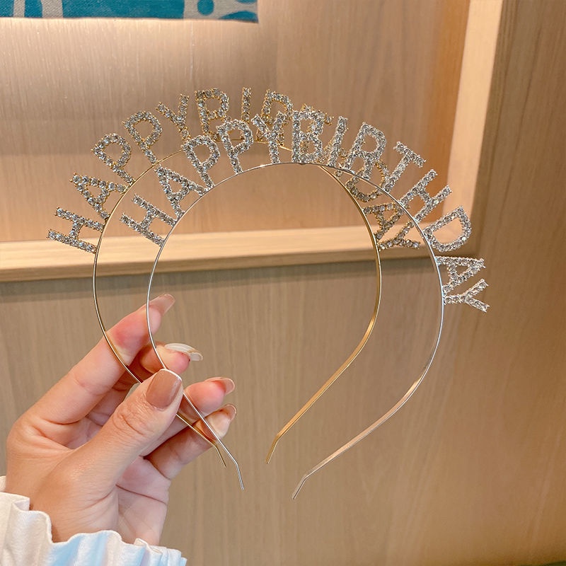 Băng Đô Hình Chữ Happy Birthday Đính Đá Lấp Lánh Xinh Xắn