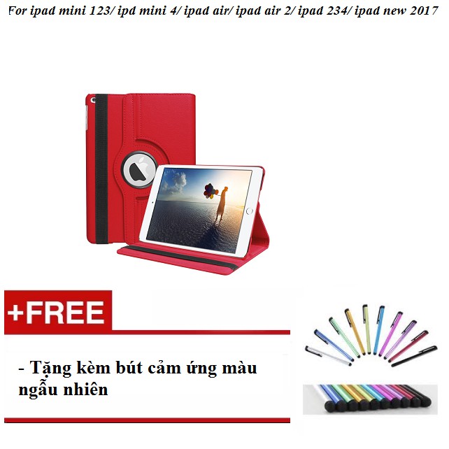 Bao da xoay 360 cho ipad mini 123/ipad mini 4/ipad air2/ipad 234/ipad air/ipad new2017 ---Tặng kèm bút cảm ứng