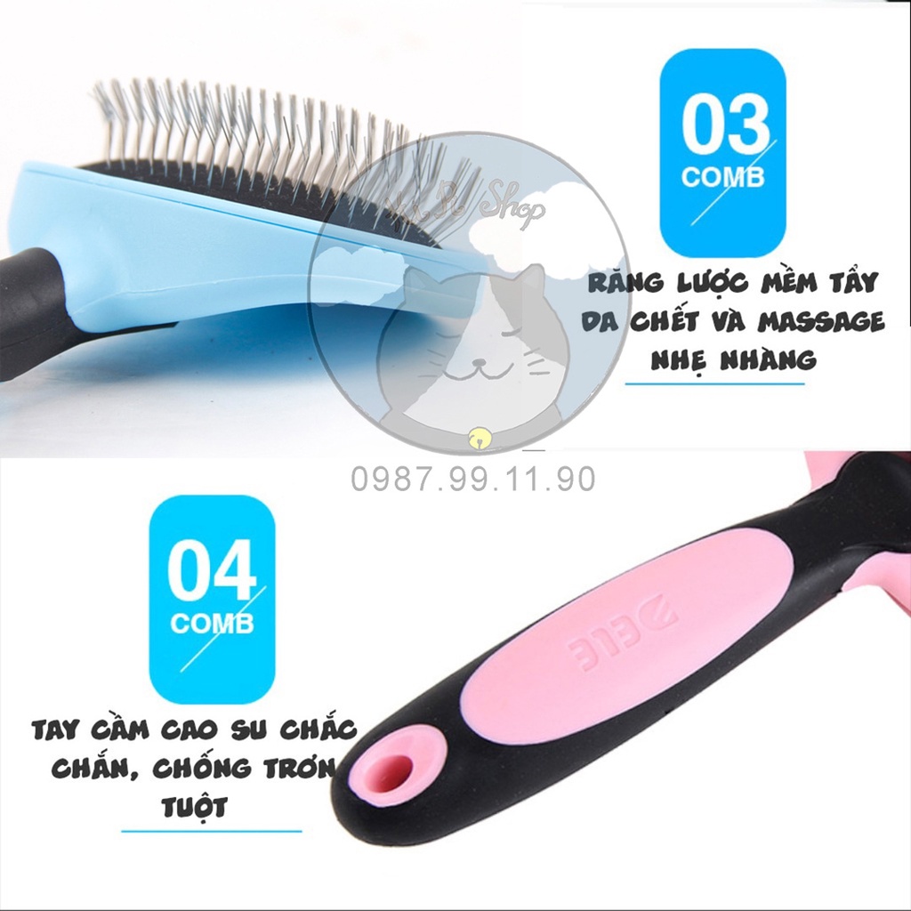 [Fullbox] Lược Chải Lông Gỡ Rối Đánh Xù DeLe Dành Cho Chó Mèo Chất Liệu TPE An Toàn Cho Thú Cưng
