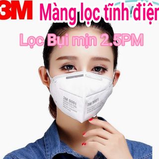 Khẩu trang 3M 9001 N90 chính hãng 3M VN phân phối lọc bụi mịn PM 2.5 hiệu suất lọc 90%.