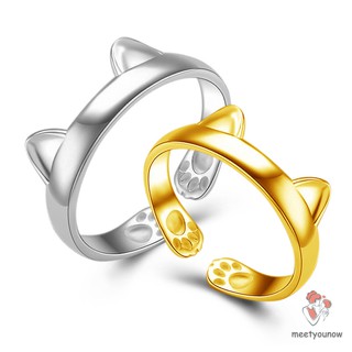 Nhẫn tay mạ vàng hình tai mèo thiết kế đáng yêu
