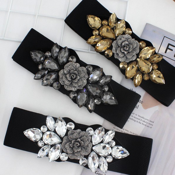 Đai váy bản to đá pha lê 3 màu