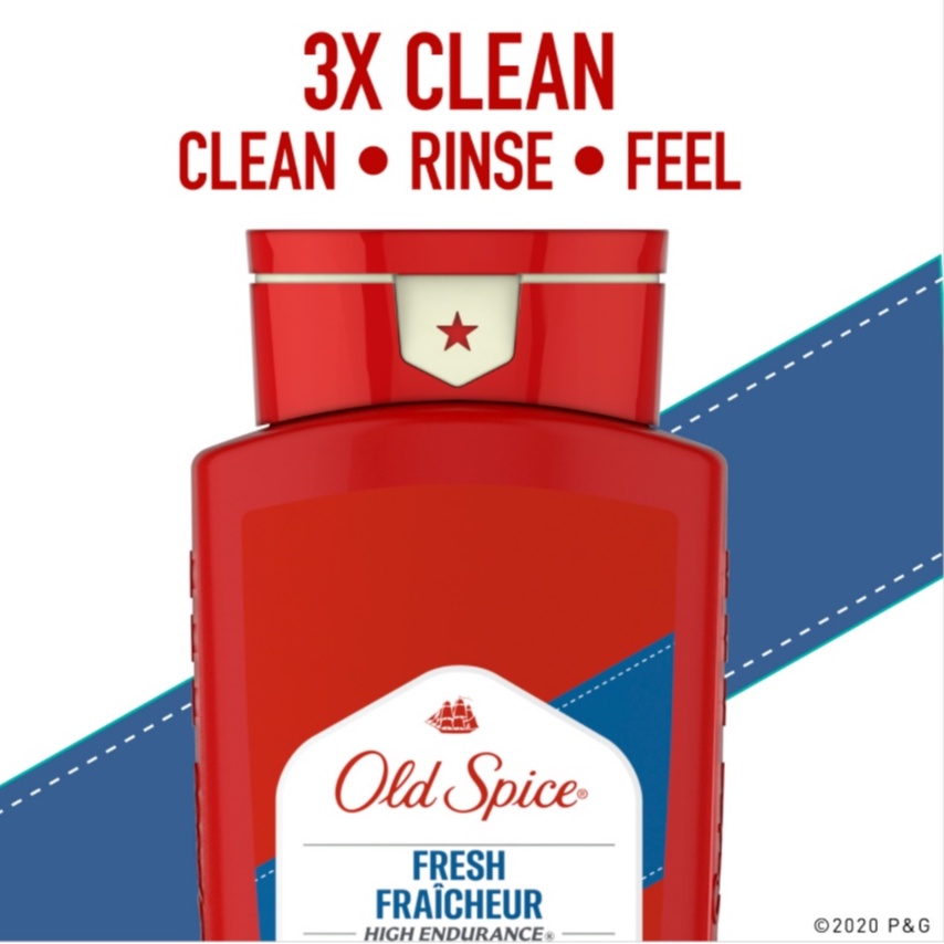 Sữa tắm nam OLD SPICE Fresh High Endurance Body Wash 532ml (Đỏ Viền Xanh Dương)