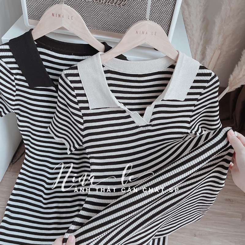 Đầm Body Sọc Cổ Bẻ Xẻ V