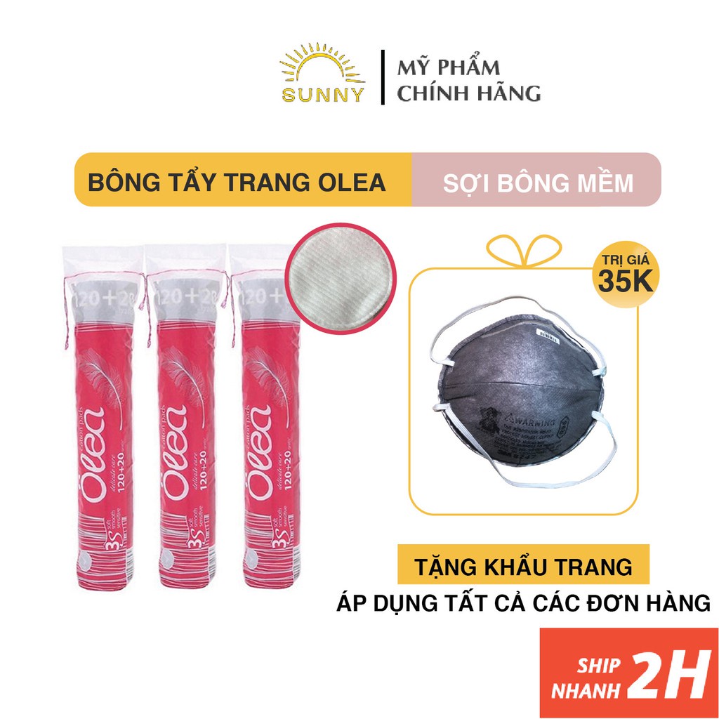 Bông tẩy trang Olea và bông tẩy trang Tippy, 100% sợi bông thiên nhiên, cực mềm, không để lại sợi bông sau khi tẩy