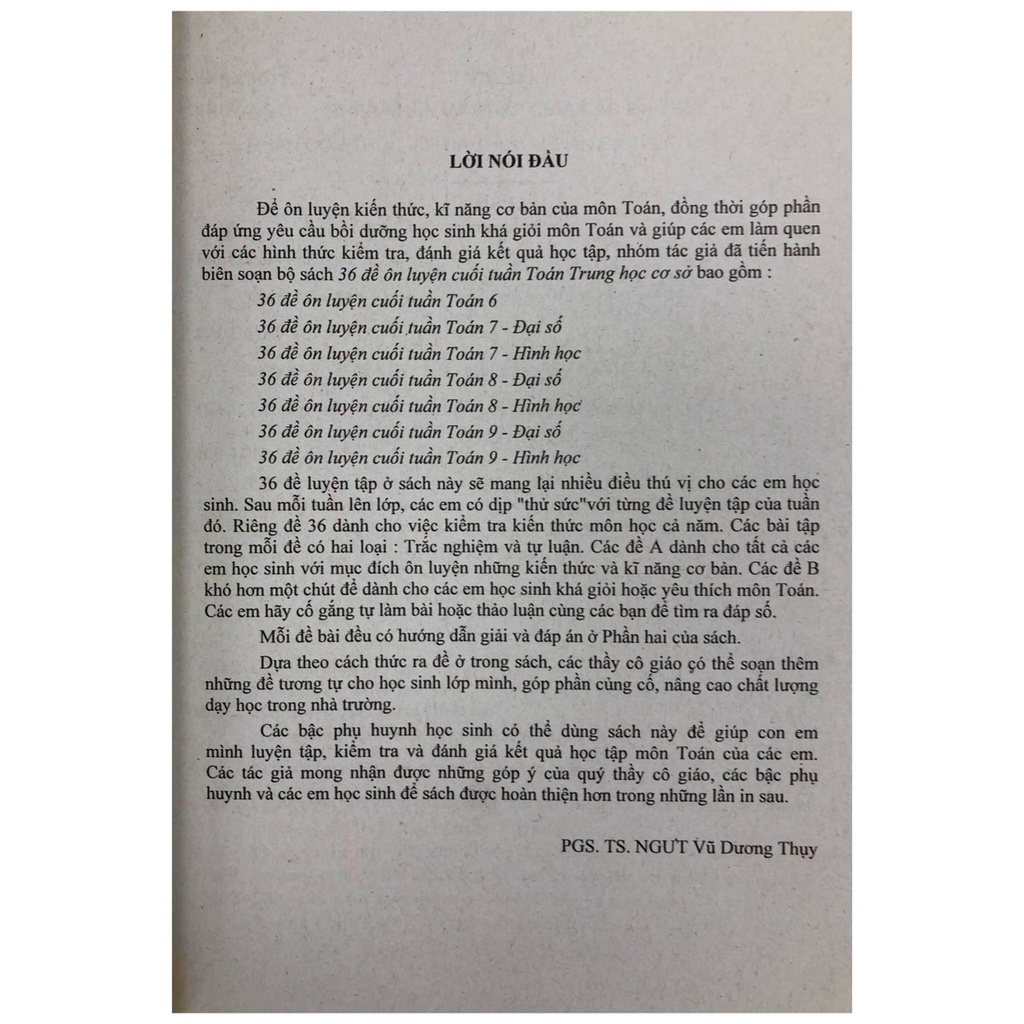 Sách - 36 đề ôn luyện cuối tuần Toán lớp 8 - Đại Số