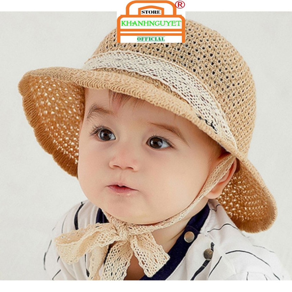 Mũ vải gai buộc dây cute cho bé gái ( 1Y - 3Y)