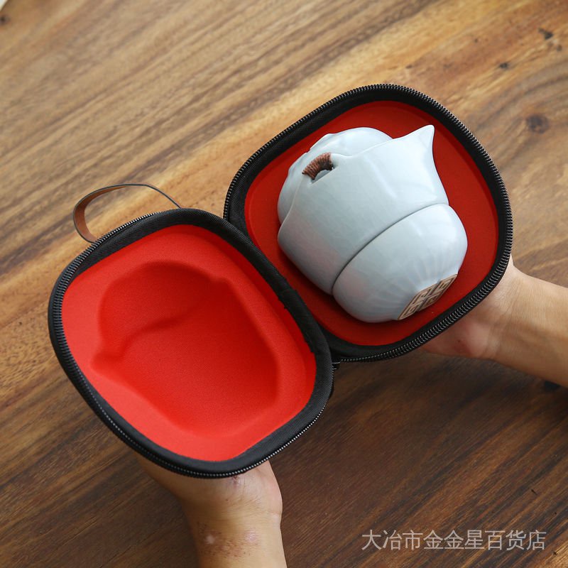 Bộ Ấm Trà kung fu ru kiln ruyi Bằng Gốm Mang Theo Du Lịch Gia Đình jingdezhen kung fu