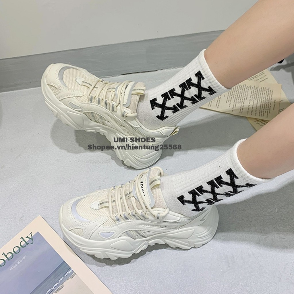 [NOWSHIP HN] Giày thể thao nữ Ulzzang mã DRT nâng độn đế cao 5cm êm đẹp cá tính kiểu mới hot phản quang màu đen/kem/xám | WebRaoVat - webraovat.net.vn